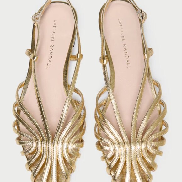 NIB Loeffler Randall Devon Gold Slingback Sandal Size 7